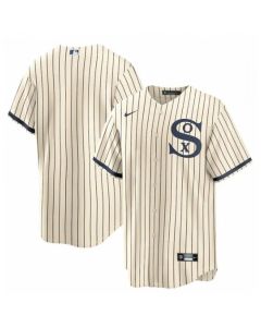 Men's Chicago White Sox Blank 2021 Cream/Navy Field of Dreams Cool Base Stitched Jersey