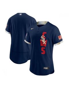 Men's Chicago White sox Blank 2021 Navy All-Star Flex Base Stitched MLB Jersey