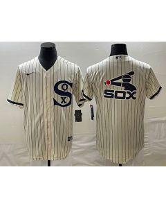 Men's Chicago White Sox Cream Team Big Logo Cool Base Stitched Jersey