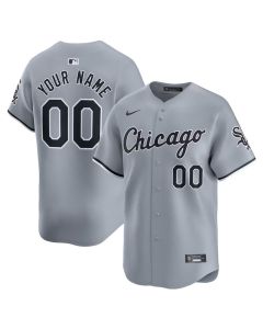 Men's Chicago White Sox Gray Road Limited Custom Jersey (White Gray)