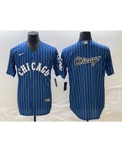 Men's Chicago White Sox Navy Team Big Logo Cool Base Stitched Jersey