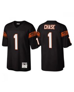 Men's Cincinnati Bengals #1 Ja'Marr Chase Black Throwback Legacy Stitched Jersey