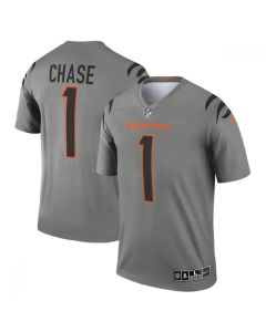 Men's Cincinnati Bengals #1 Ja'Marr Chase Gray Stitched Football Jersey