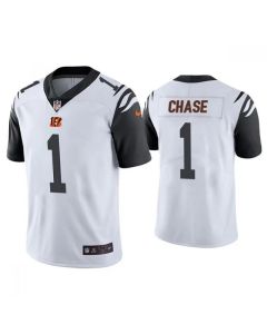 Men's Cincinnati Bengals #1 Ja'Marr Chase White Color Rush Stitched Jersey