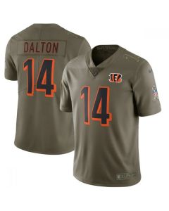 Men's Cincinnati Bengals #14 Andy Dalton Olive Salute To Service Limited Stitched NFL Jersey