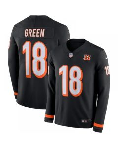 Men's Cincinnati Bengals #18 A.J. Green Black Therma Long Sleeve Stitched NFL Jersey