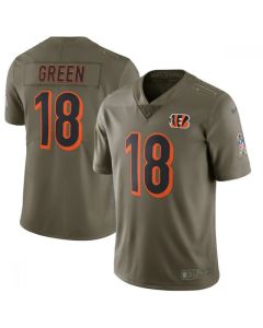 Men's Cincinnati Bengals #18 A.J. Green Olive Salute To Service Limited Stitched NFL Jersey