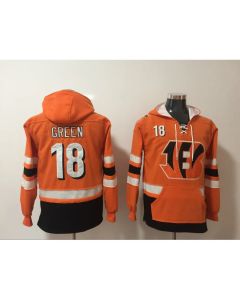 Men's Cincinnati Bengals #18 A.J. Green Orange All Stitched NFL Hoodie Sweatshirt