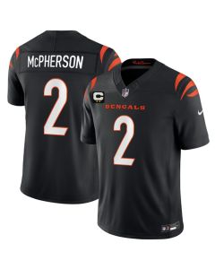 Men's Cincinnati Bengals #2 Evan McPherson Black 2026 2-Star C Patch Vapor F.U.S.E. Untouchable Limited Jersey
