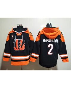 Men's Cincinnati Bengals #2 Evan McPherson Orange/Black Ageless Must-Have Lace-Up Pullover Hoodie