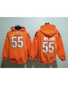 Men's Cincinnati Bengals #55 Logan Wilson Orange Pullover Hoodie
