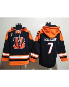 Men's Cincinnati Bengals #7 Boomer Esiason Orange/Black Ageless Must-Have Lace-Up Pullover Hoodie