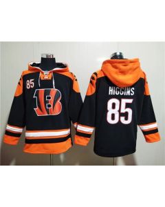 Men's Cincinnati Bengals #85 Tee Higgins Orange/Black Ageless Must-Have Lace-Up Pullover Hoodie