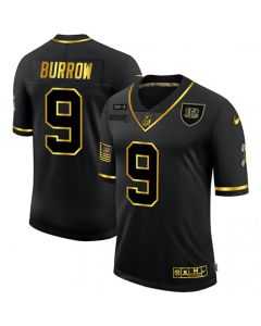 Men's Cincinnati Bengals #9 Joe Burrow 2020 Black/Gold Salute To Service Limited Stitched Jersey