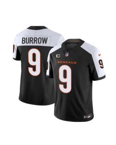 Men's Cincinnati Bengals #9 Joe Burrow 2023 F.U.S.E. Black/White With 4-Star C Patch Vapor Untouchable Limited Stitched Jersey