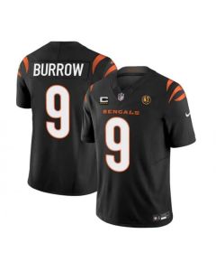 Men's Cincinnati Bengals #9 Joe Burrow Black 2023 F.U.S.E. With 4-star C Patch And John Madden Patch Vapor Limited Stitched Football Jersey