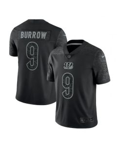 Men's Cincinnati Bengals #9 Joe Burrow Black Reflective Limited Stitched Football Jersey