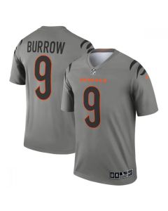 Men's Cincinnati Bengals #9 Joe Burrow Gray Stitched Football Jersey