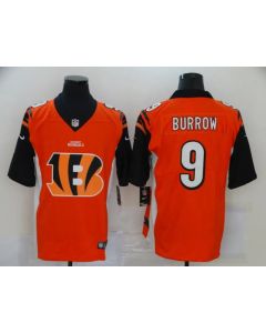 Men's Cincinnati Bengals #9 Joe Burrow Orange Team Big Logo Limited Stitched NFL Jersey