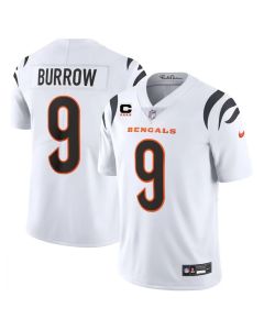 Men's Cincinnati Bengals #9 Joe Burrow White With 4-Star C Patch Vapor Untouchable Limited Stitched Jersey