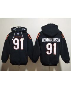 Men's Cincinnati Bengals #91 Trey Hendrickson Black Pullover Hoodie