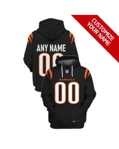 Men's Cincinnati Bengals Active Player Custom 2021 Black Pullover Hoodie (Black)