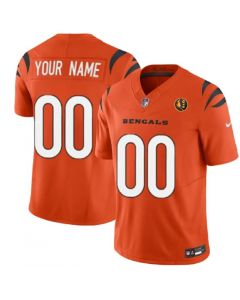 Men's Cincinnati Bengals Active Player Custom Orange 2023 F.U.S.E. With John Madden Patch Vapor Limited Stitched Football Jersey