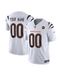 Men's Cincinnati Bengals Active Player Custom White 2023 F.U.S.E. With John Madden Patch Vapor Limited Stitched Football Jersey