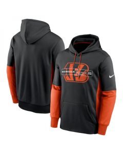 Men's Cincinnati Bengals Black Color Block Fleece Performance Pullover Hoodie
