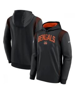 Men's Cincinnati Bengals Black Sideline Stack Performance Pullover Hoodie 001