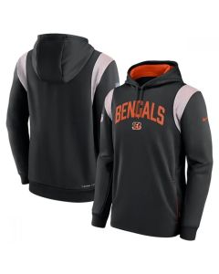Men's Cincinnati Bengals Black Sideline Stack Performance Pullover Hoodie 002