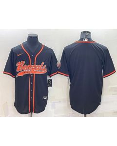 Men's Cincinnati Bengals Blank Black With Patch Cool Base Stitched Baseball Jersey