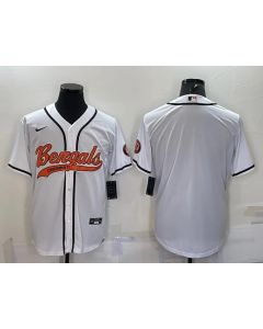 Men's Cincinnati Bengals Blank White With Patch Cool Base Stitched Baseball Jersey