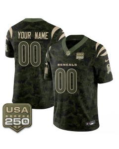 Men's Cincinnati Bengals Camo 2026 Salute to Service Vapor F.U.S.E. Limited Custom Jersey
