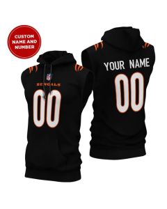 Men's Cincinnati Bengals Customized Black Limited Edition Sleeveless Hoodie