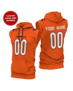 Men's Cincinnati Bengals Customized Orange Limited Edition Sleeveless Hoodie