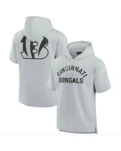Men's Cincinnati Bengals Gray Super Soft Fleece Short Sleeve Hoodie