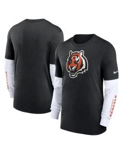 Men's Cincinnati Bengals Heather Black Slub Fashion Long Sleeve T-Shirt