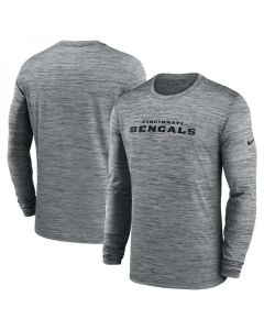 Men's Cincinnati Bengals Heather Gray Sideline Team Velocity Performance Long Sleeve T-Shirt