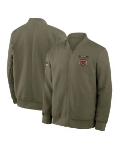 Men's Cincinnati Bengals Olive 2025 Salute to Service Sideline Full-Zip Bomber Jacket (2025)
