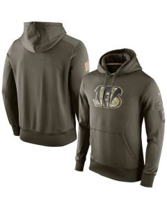Men's Cincinnati Bengals Olive Salute To Service KO Performance Hoodie