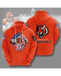 Men's Cincinnati Bengals Orange 3D Trending Hoodie