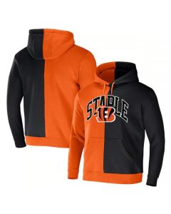 Men's Cincinnati Bengals Orange Black Split Logo Pullover Hoodie