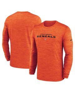 Men's Cincinnati Bengals Orange Sideline Team Velocity Performance Long Sleeve T-Shirt