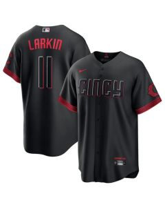 Men's Cincinnati Reds #11 Barry Larkin Black 2023 City Connect Stitched Jersey