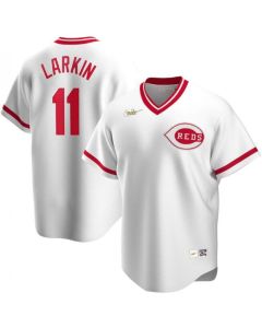 Men's Cincinnati Reds #11 Barry Larkin New White Cool Base Stitched Jersey