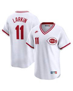Men's Cincinnati Reds #11 Barry Larkin Nike White Throwback Cooperstown Limited Jersey (White)