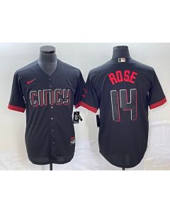 Men's Cincinnati Reds #14 Pete Rose Black 2023 City Connect Cool Base Stitched Baseball Jersey