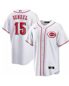 Men's Cincinnati Reds #15 Nick Senzel White Cool Base Stitched Baseball Jersey