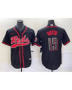 Men's Cincinnati Reds #19 Joey Votto Black Cool Base Stitched Baseball Jersey